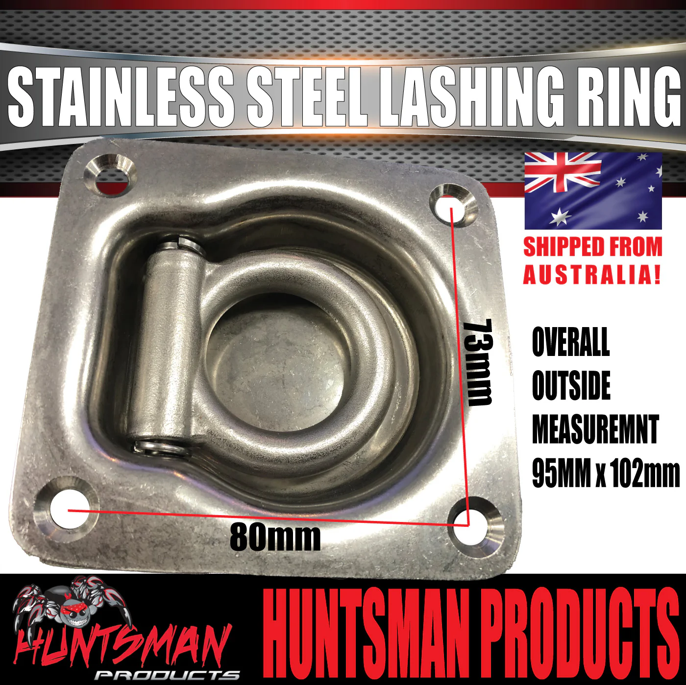 x1 Stainless Steel Lashing Ring Tie Down Point. 95mm x 102mm. Anchor For Trailer Utes - Image 6