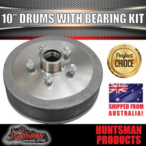 2X Trailer 10" Drums Suit 5 Stud Landcruiser. 5/150 PCD & S/L (Ford) Bearings - Image 5