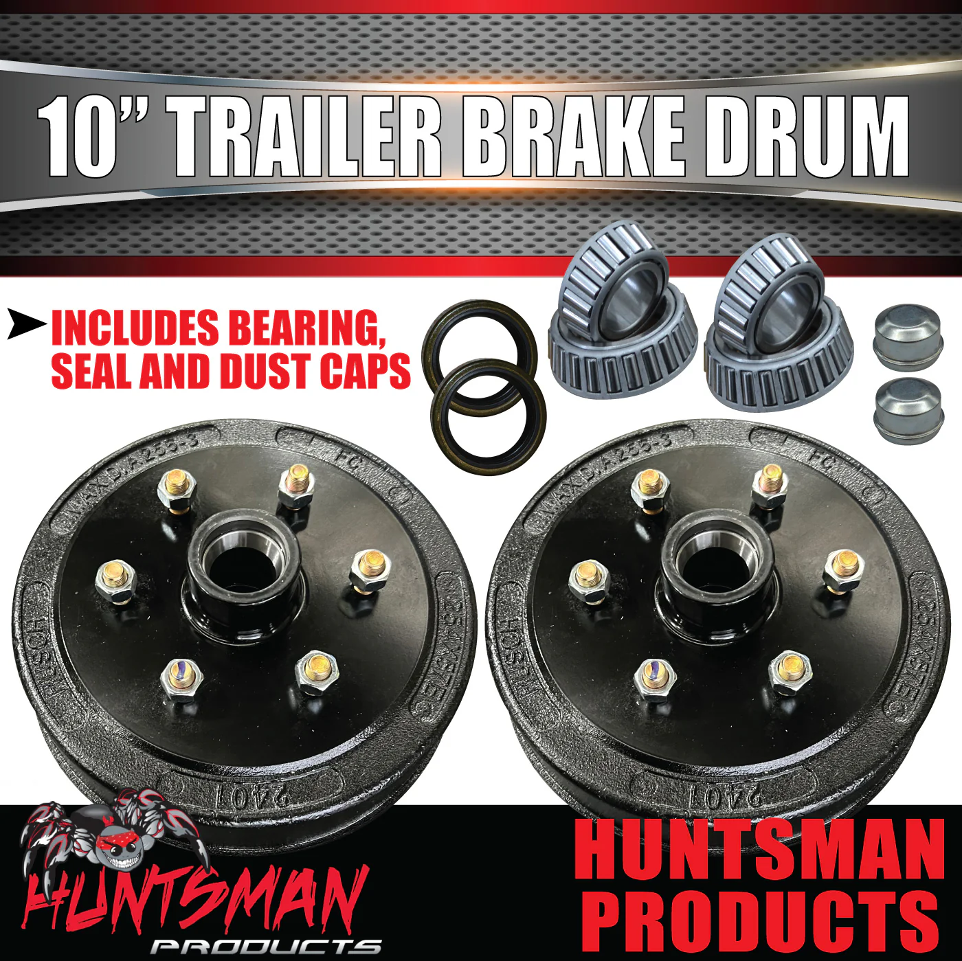 2X Trailer 10" Drums Suit 6 Stud D40. NP300 6/114.3 PCD & L/M Holden Bearings - Image 7