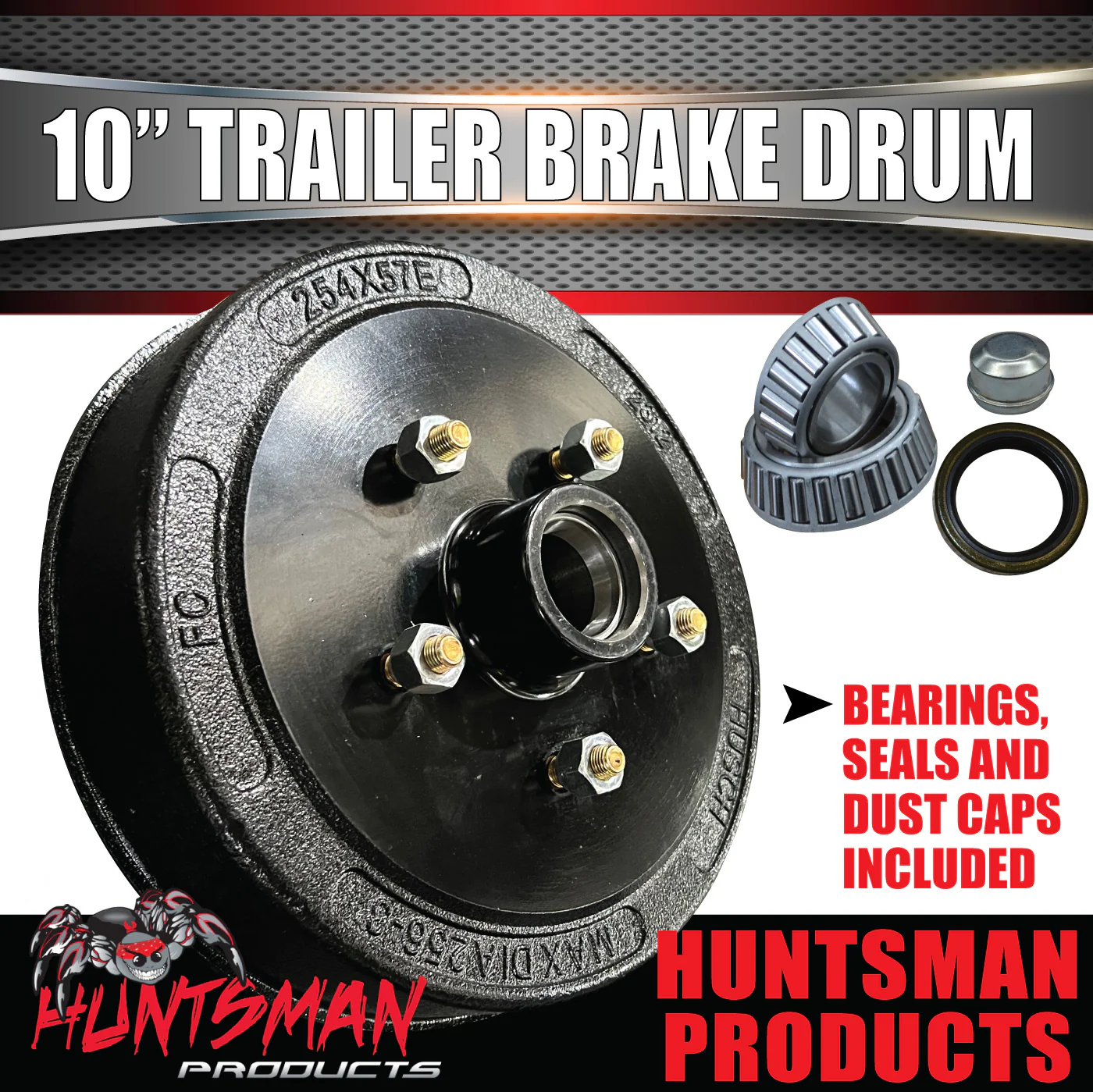 2X Trailer 10" Drums Suit Commodore 5/120 PCD & S/L (Ford) Koyo Bearings - Image 8