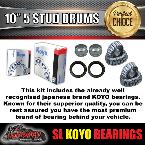 2X Trailer 10" Drums Suit HT Holden 5/108 PCD & S/L (Ford) Koyo Bearings - Image 2