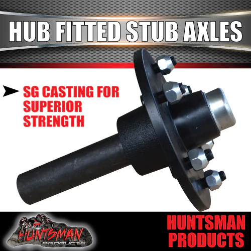 2X Trailer 5/6 Stud 4wd hubs 750kg, Fitted 39mm Round Stub Axles. LM Bearings - Image 2
