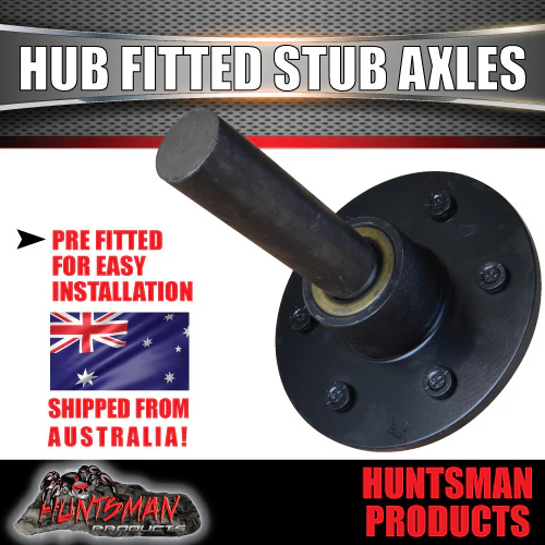 2X Trailer 5/6 Stud 4wd hubs 750kg, Fitted 39mm Round Stub Axles. LM Bearings - Image 3