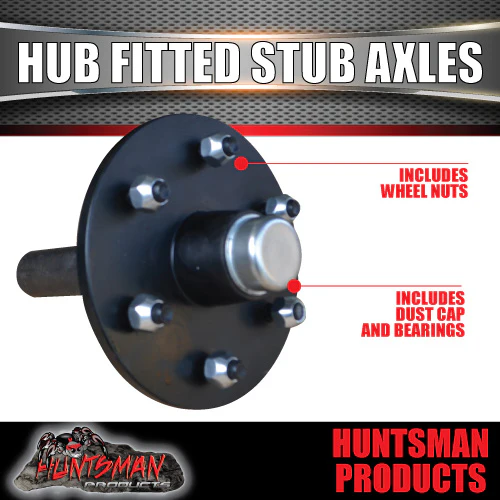 2X Trailer 5/6 Stud 4wd hubs 750kg, Fitted 39mm Round Stub Axles. LM Bearings - Image 5