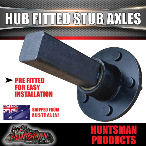 2X Trailer 5 Stud hubs Fitted 39mm Round Stub Axles. LM Holden Bearings 750KG - Image 5