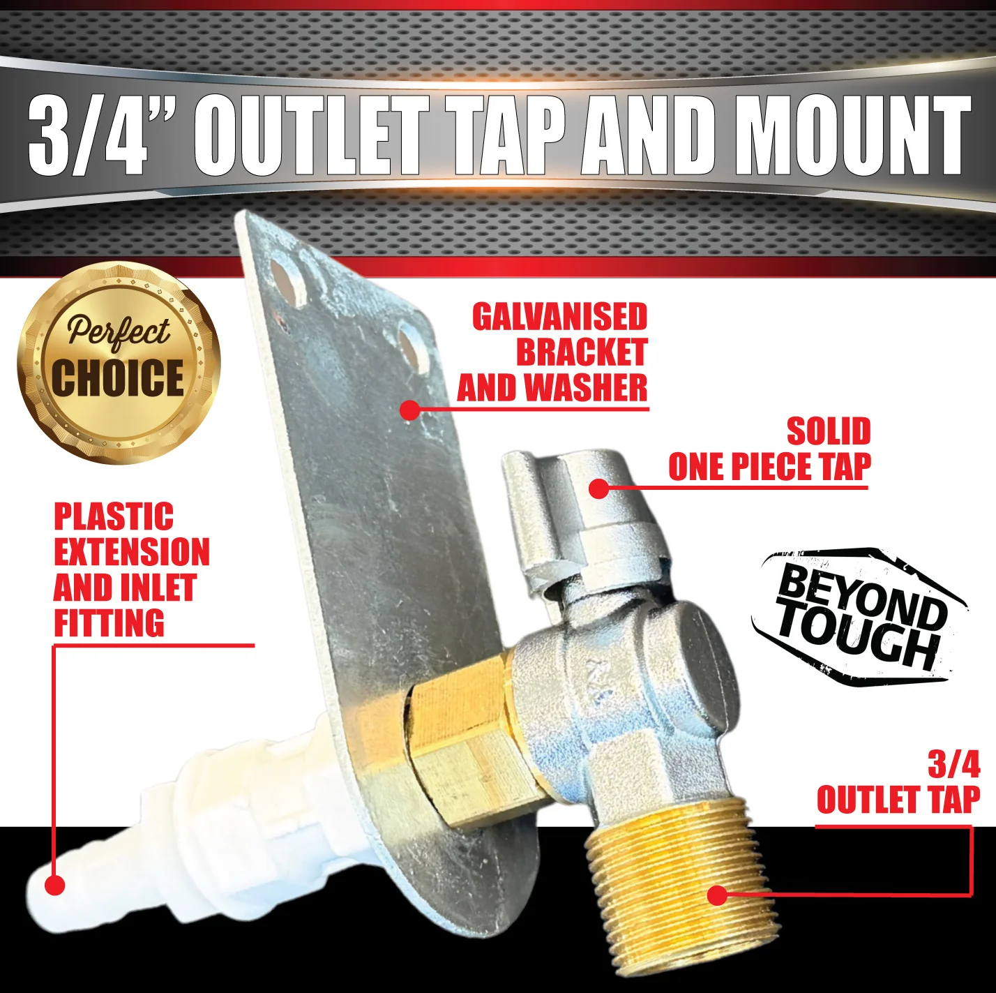 3/4" Outlet Tap & Mount Bracket Kit Suits 4wd Caravan Camper Water Tanks - Image 2