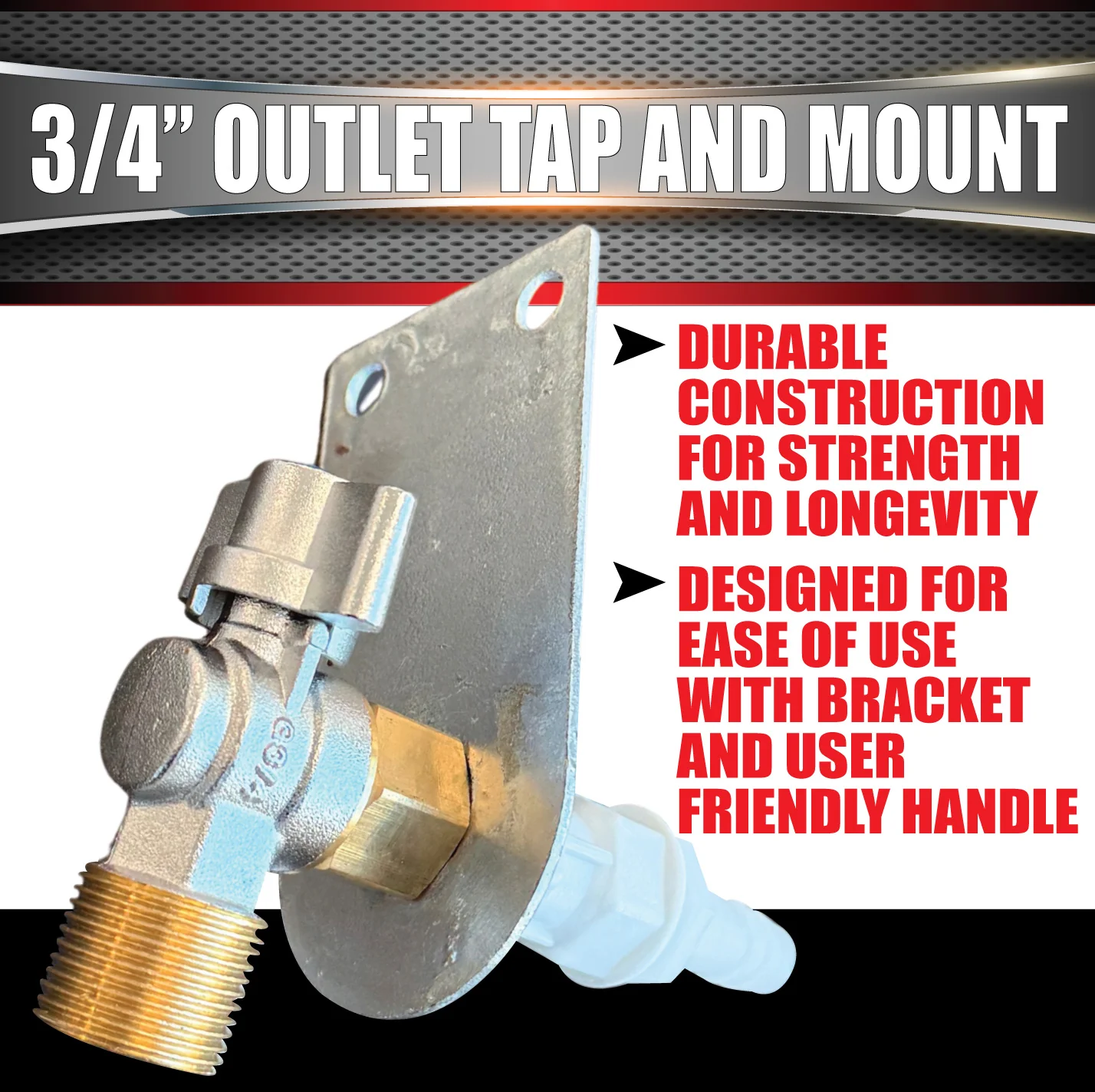 3/4" Outlet Tap & Mount Bracket Kit Suits 4wd Caravan Camper Water Tanks - Image 3