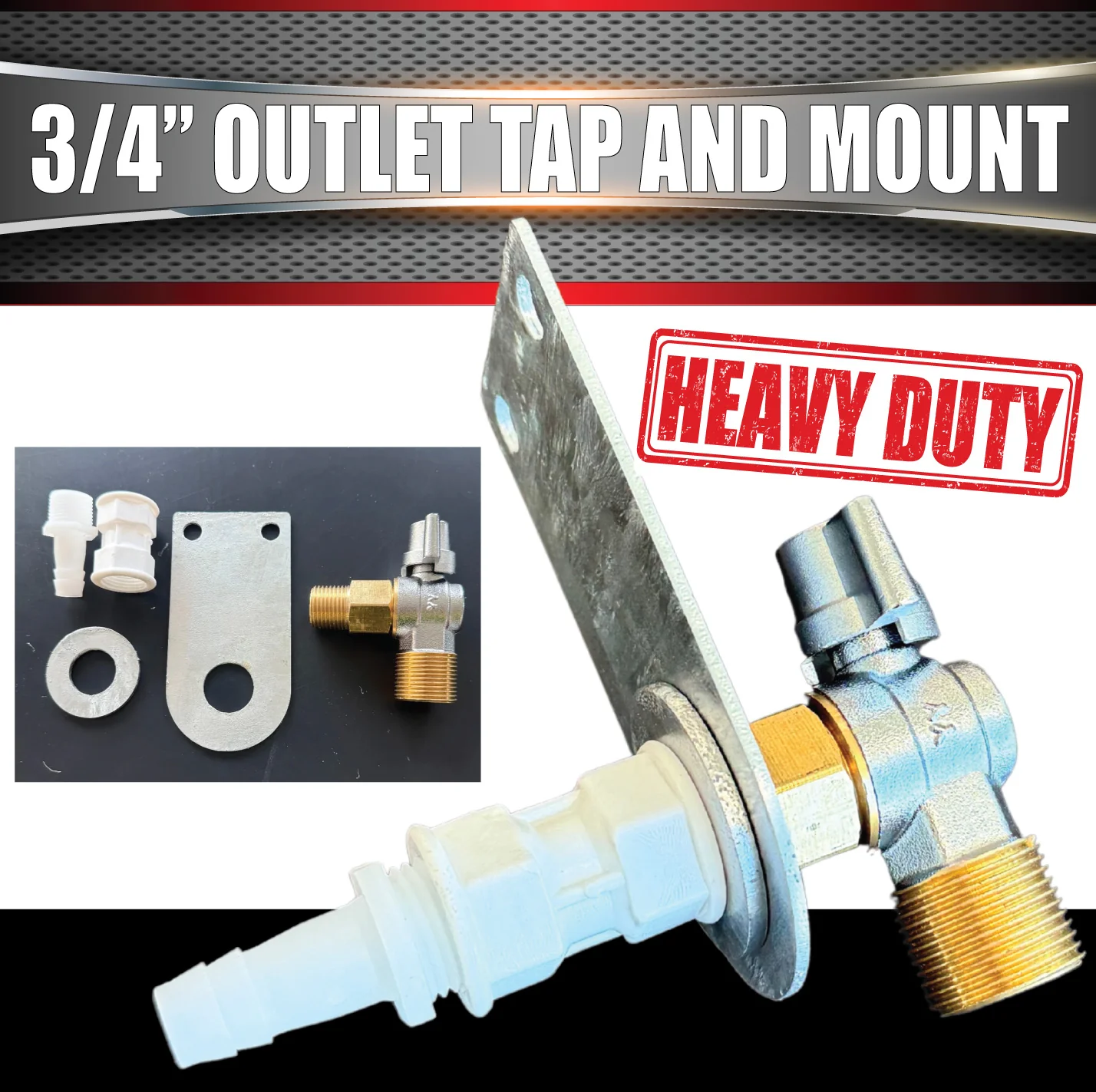 3/4" Outlet Tap & Mount Bracket Kit Suits 4wd Caravan Camper Water Tanks - Image 4