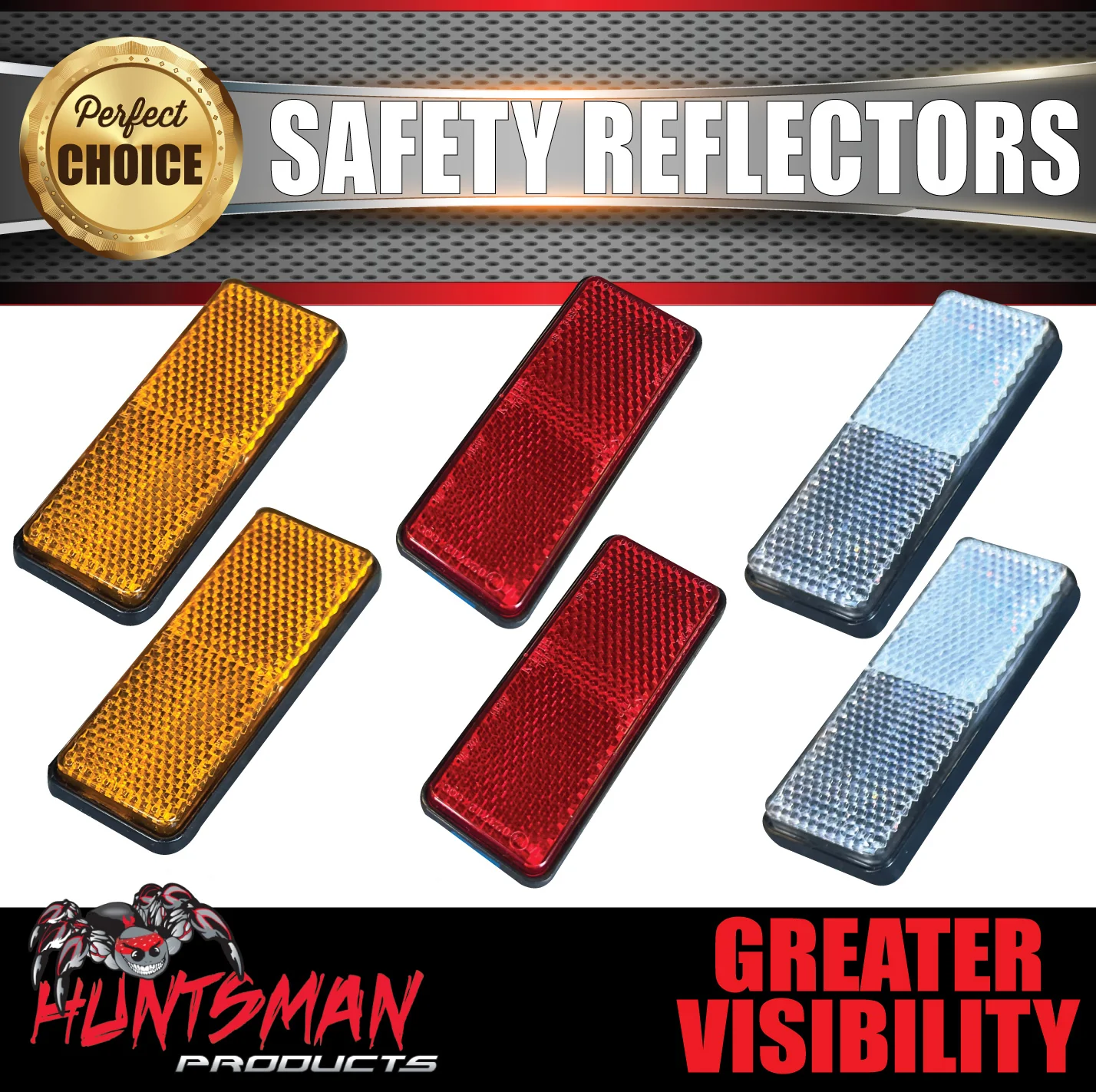 3 Pair For 1 Set Trailer Caravan Adhesive Reflectors 85x30mm, CTA Approved - Image 2