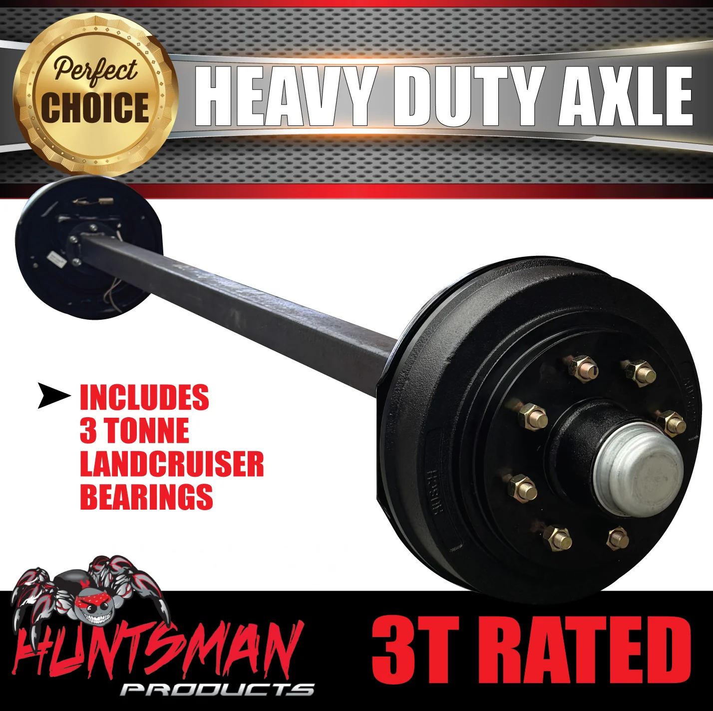 63mm Square solid 3 Tonne Trailer Caravan 12" Electric Braked Axle. 3000Kg - Image 4