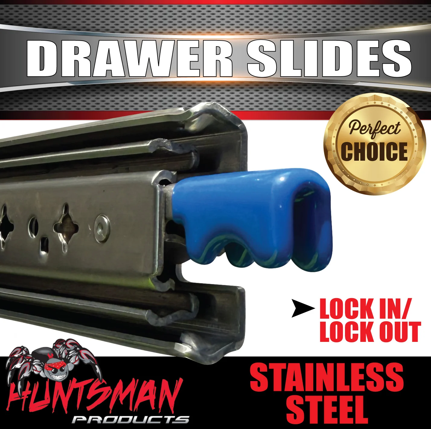 304 Stainless Steel 125Kg 1000mm Locking Drawer Slides runners 40" full extension - Image 2