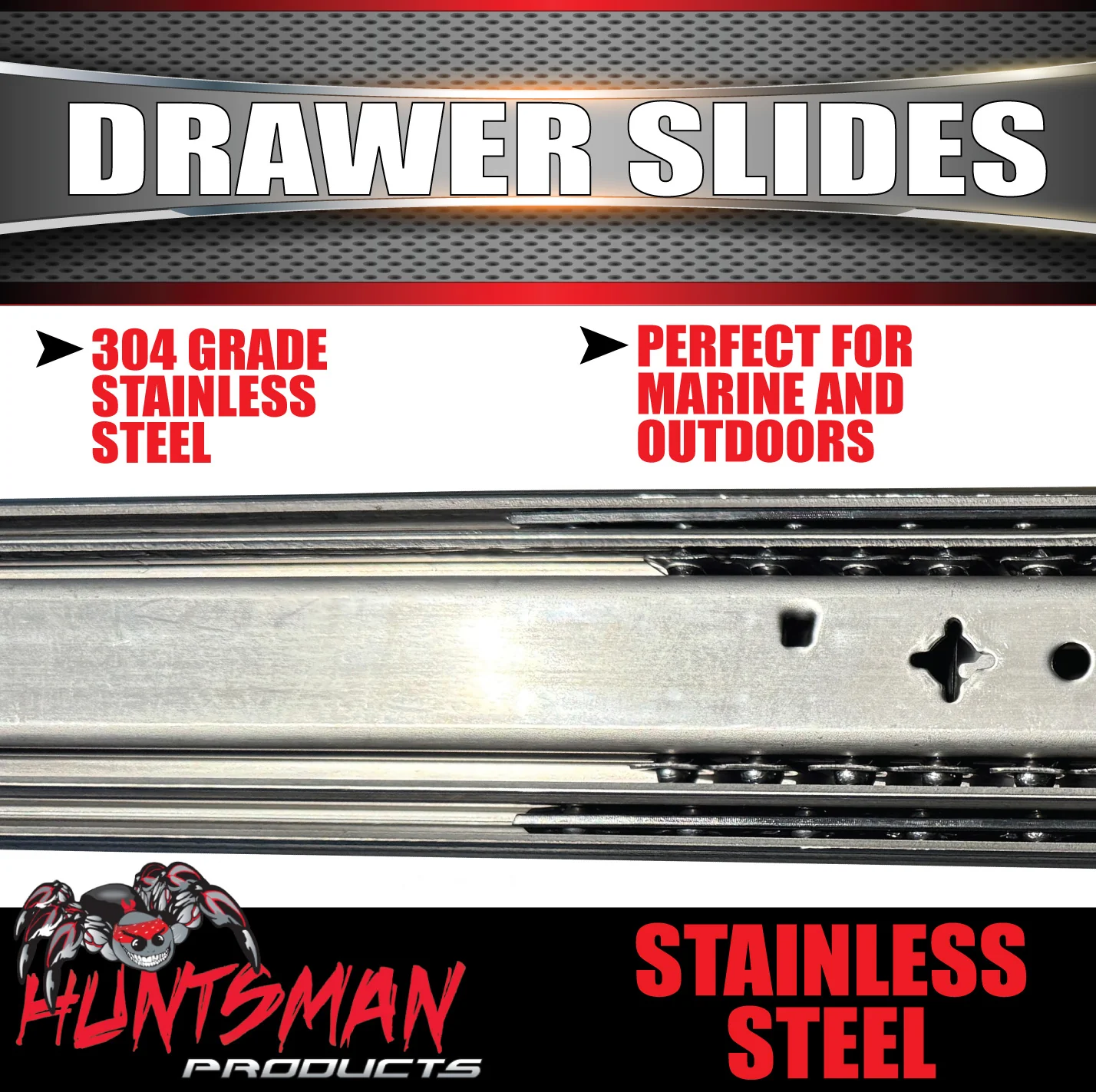 304 Stainless Steel 125Kg 1000mm Locking Drawer Slides runners 40" full extension - Image 3