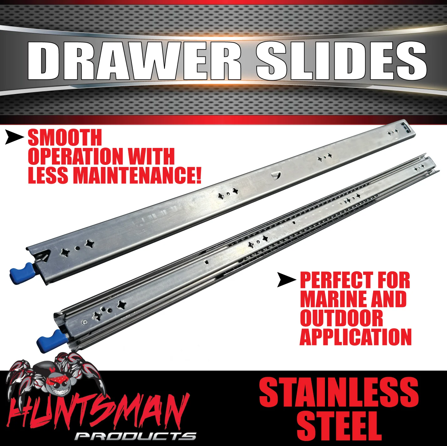 304 Stainless Steel 125Kg 1000mm Locking Drawer Slides runners 40" full extension - Image 5