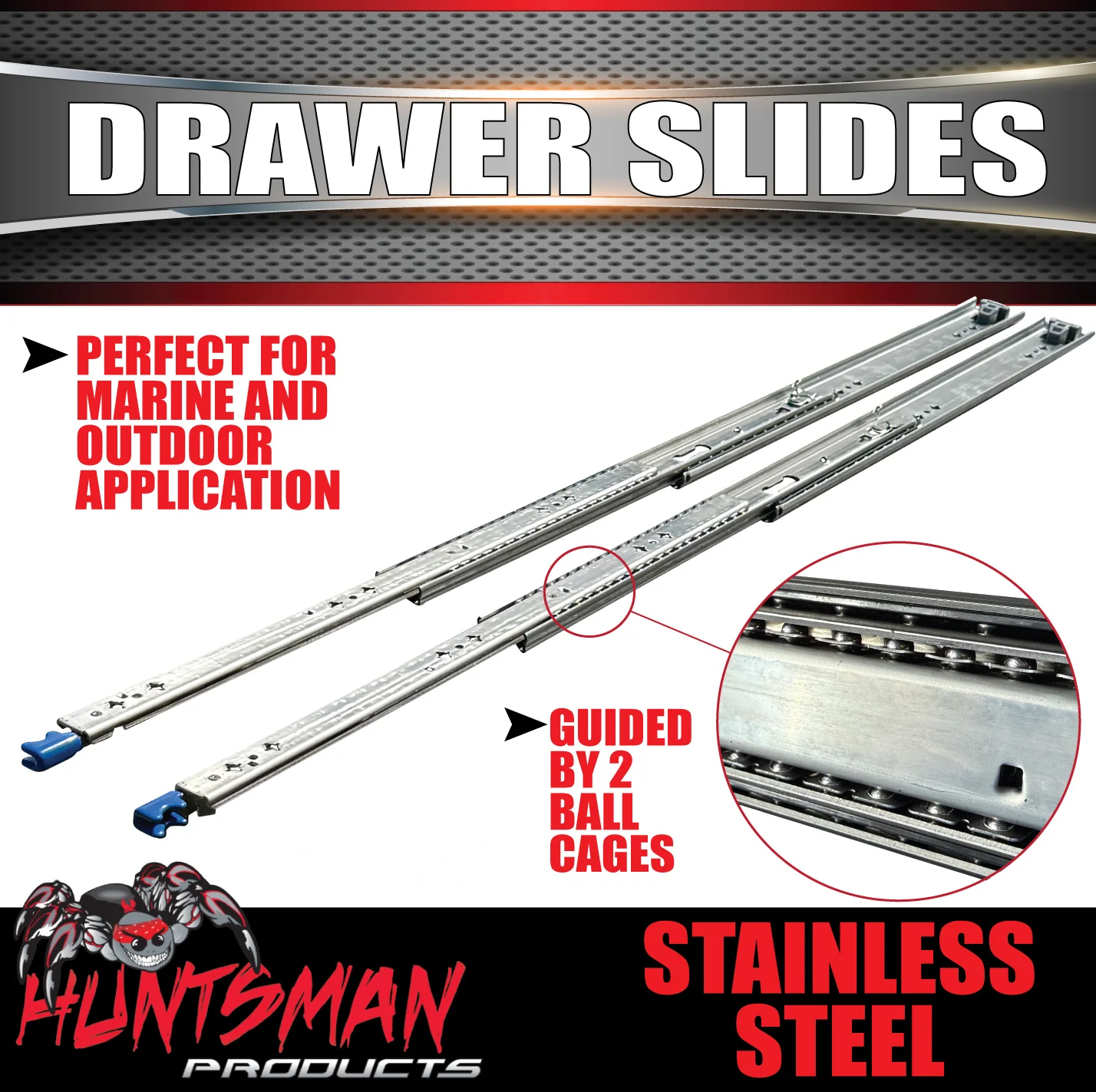 304 Stainless Steel 125Kg 1000mm Locking Drawer Slides runners 40" full extension - Image 7