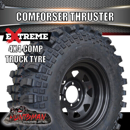 33x10.5R16 LT Comforser Thruster Competition Tyre on 16" Black Steel Wheel Rim - Image 2