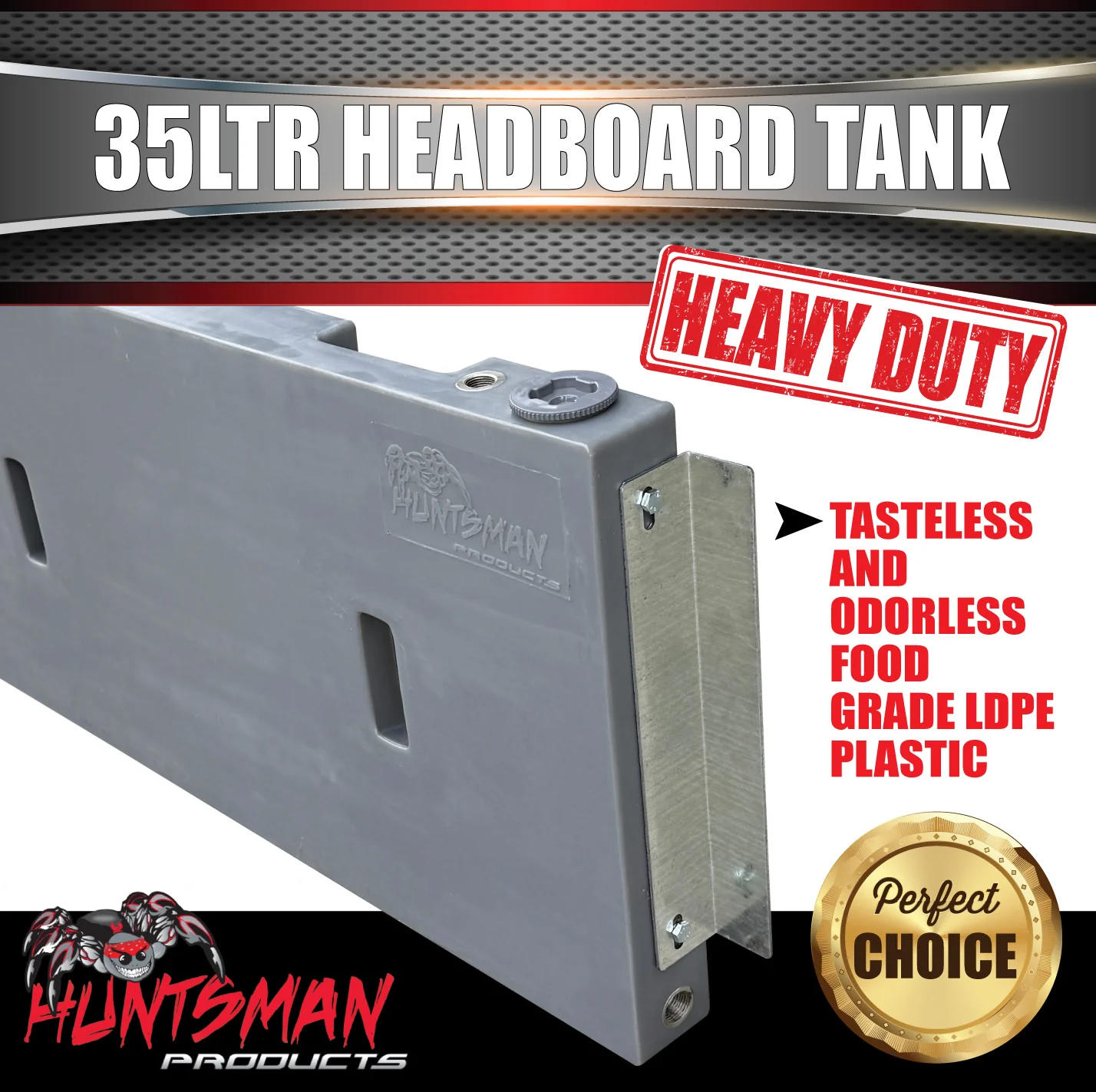 35 Litre Headboard Water Tank + Mount Kit, Food Grade LDPE Plastic 4wd Ute 4x4 Tank - Image 3