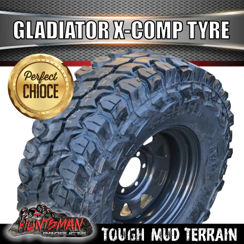 35x12.5R15 L/T Gladiator X-COMP Mud Tyre ON 15" Black Steel Rim. 35 12.5 15 - Image 4