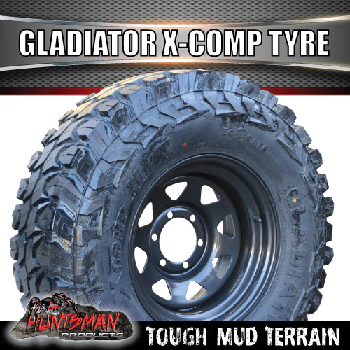 35x12.5R15 L/T Gladiator X-COMP Mud Tyre ON 15" Black Steel Rim. 35 12.5 15 - Image 5