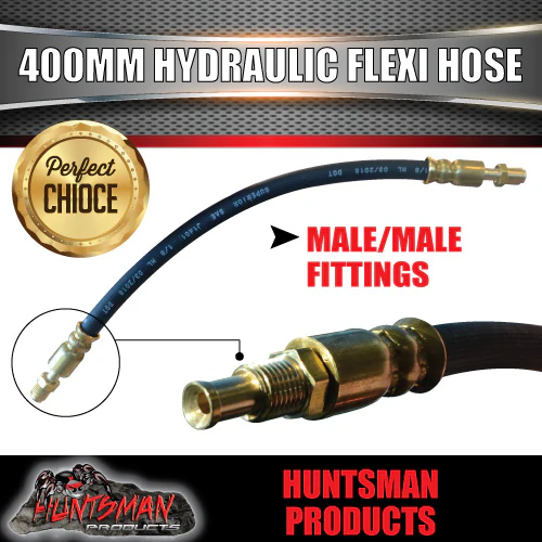 3x TRAILER HYDRAULIC RUBBER FLEXI BRAKE HOSE. 400MM. MALE / MALE. - Image 3