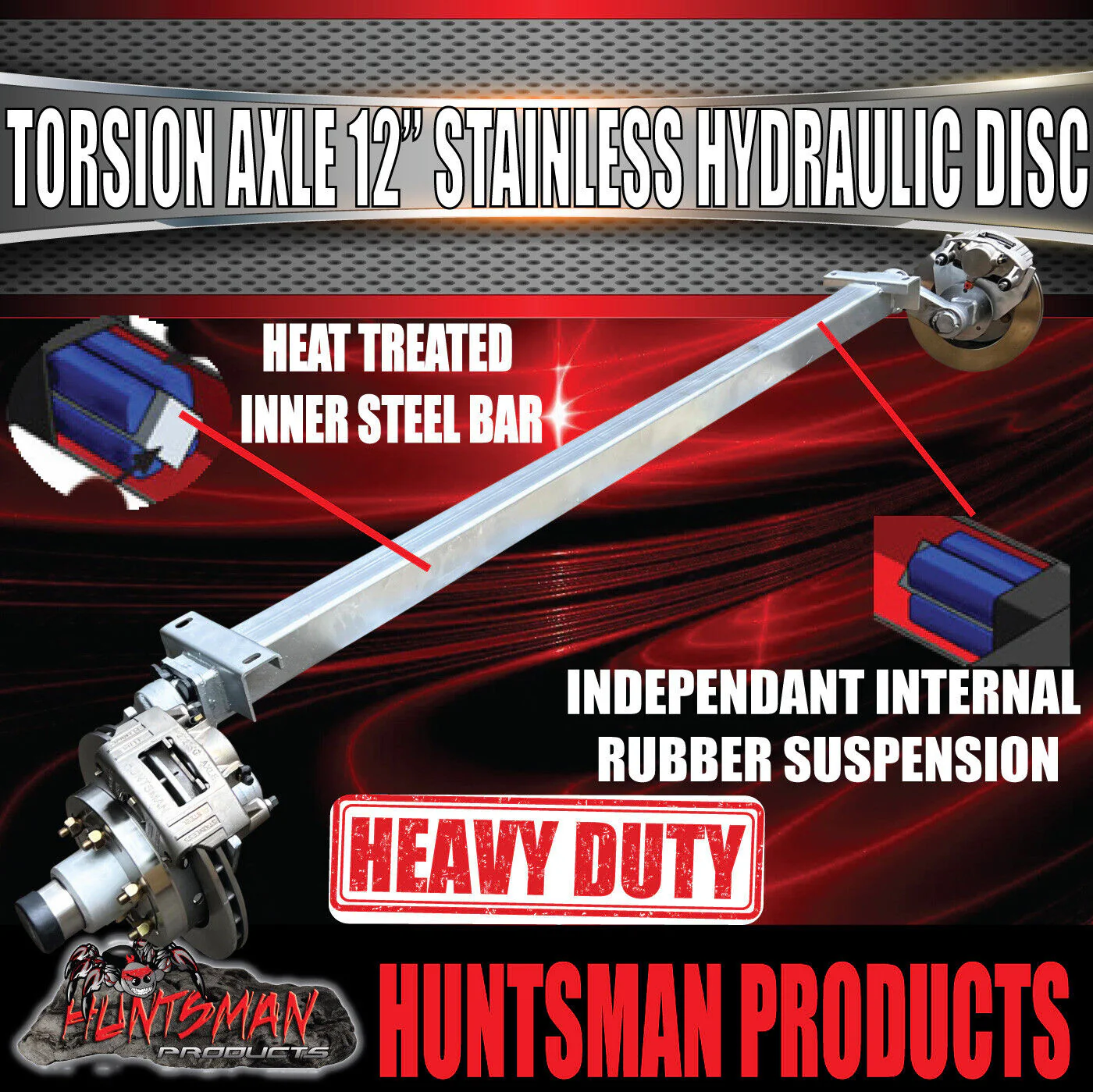 4000Kg Tandem Boat Trailer Torsion Bar Independent Suspension Kit. 12'' Stainless Disc Brakes - Image 10