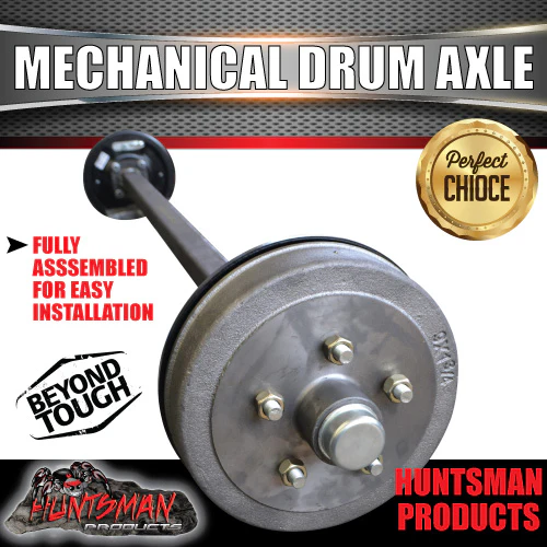 40mm Square Trailer Caravan Mechanical Drum Braked Axle. 1000Kg rated 63"-77" - Image 2