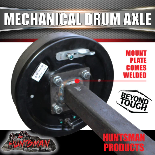 40mm Square Trailer Caravan Mechanical Drum Braked Axle. 1000Kg rated 63"-77" - Image 4
