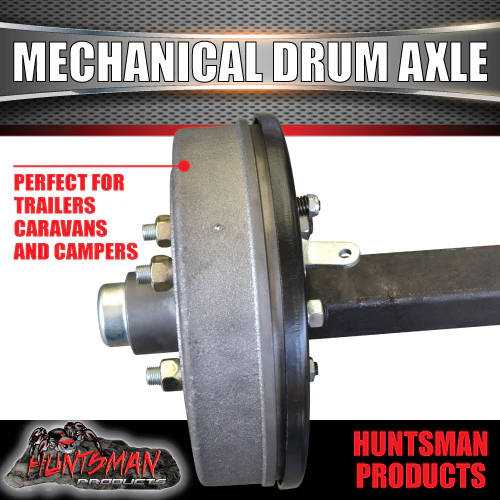 45mm Square Trailer Caravan Mechanical Drum Braked Axle. 1400Kg rated 64"-77" - Image 3