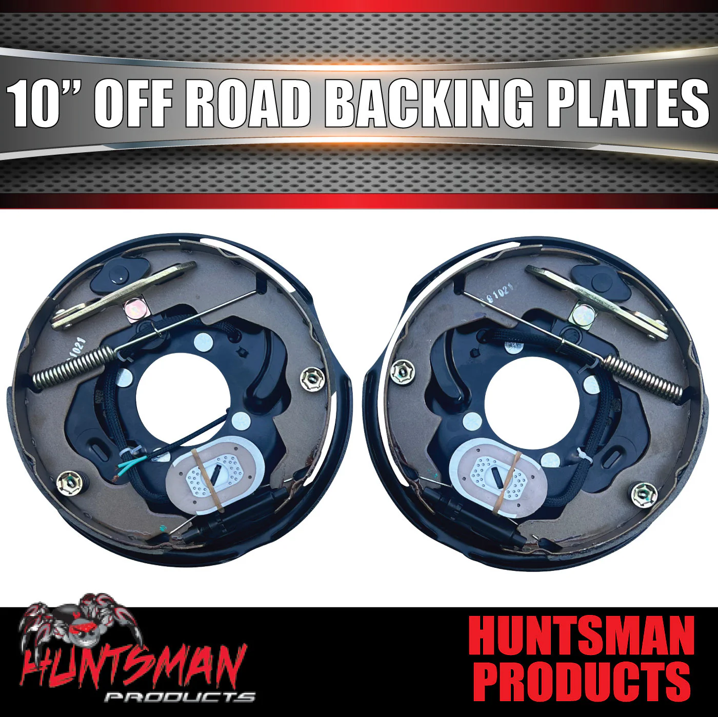 4x 10" Off Road Trailer Caravan Electric Brake Backing Plates With Park Lever - Image 2