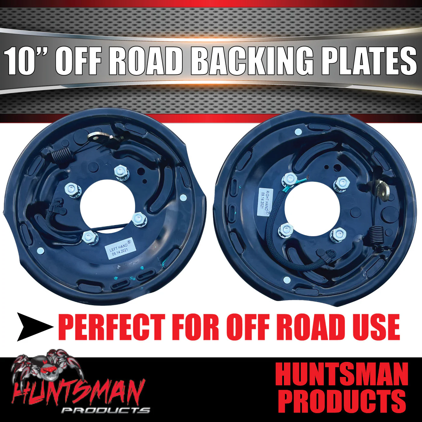4x 10" Off Road Trailer Caravan Electric Brake Backing Plates With Park Lever - Image 4