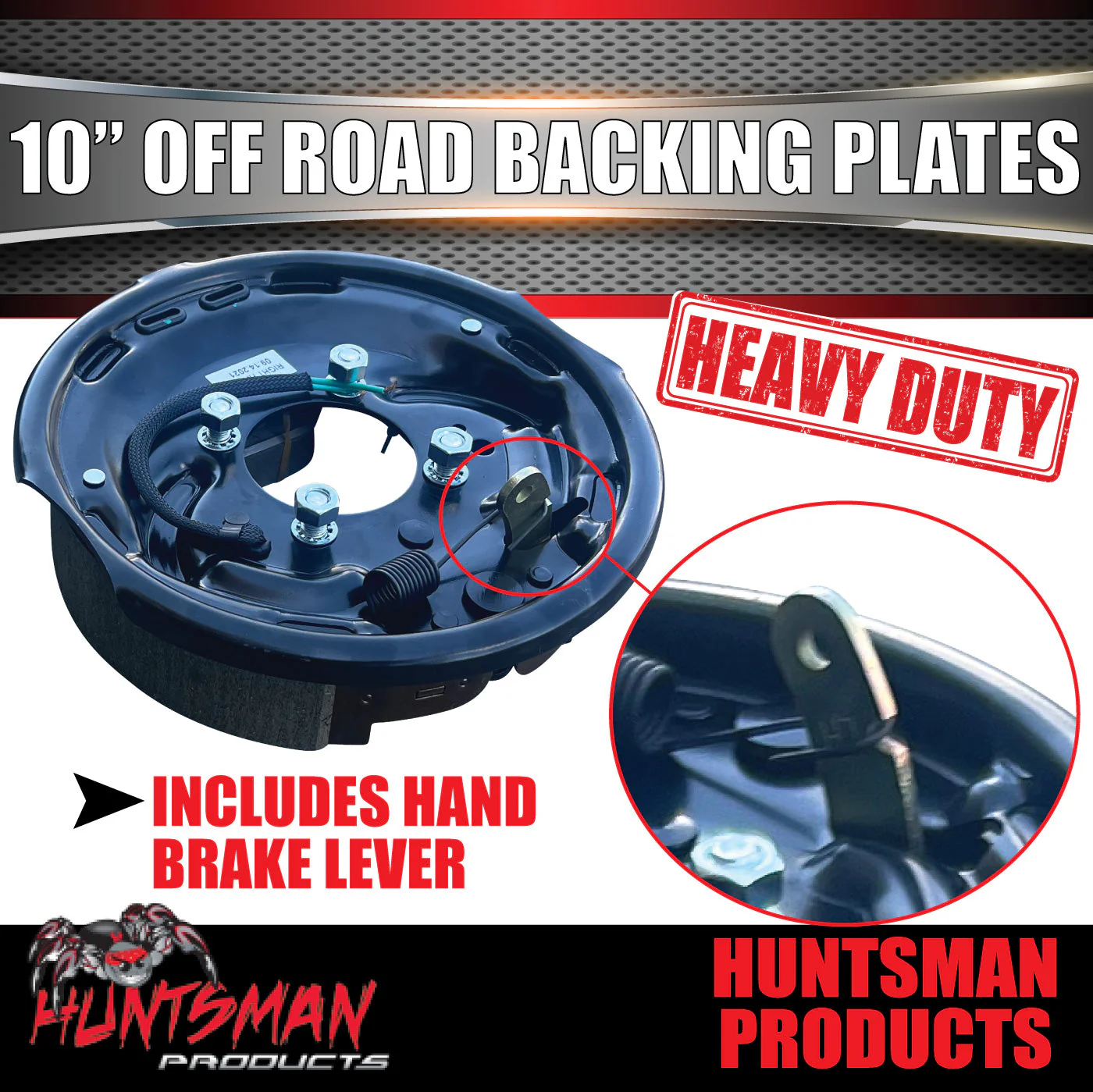 4x 10" Off Road Trailer Caravan Electric Brake Backing Plates With Park Lever - Image 5