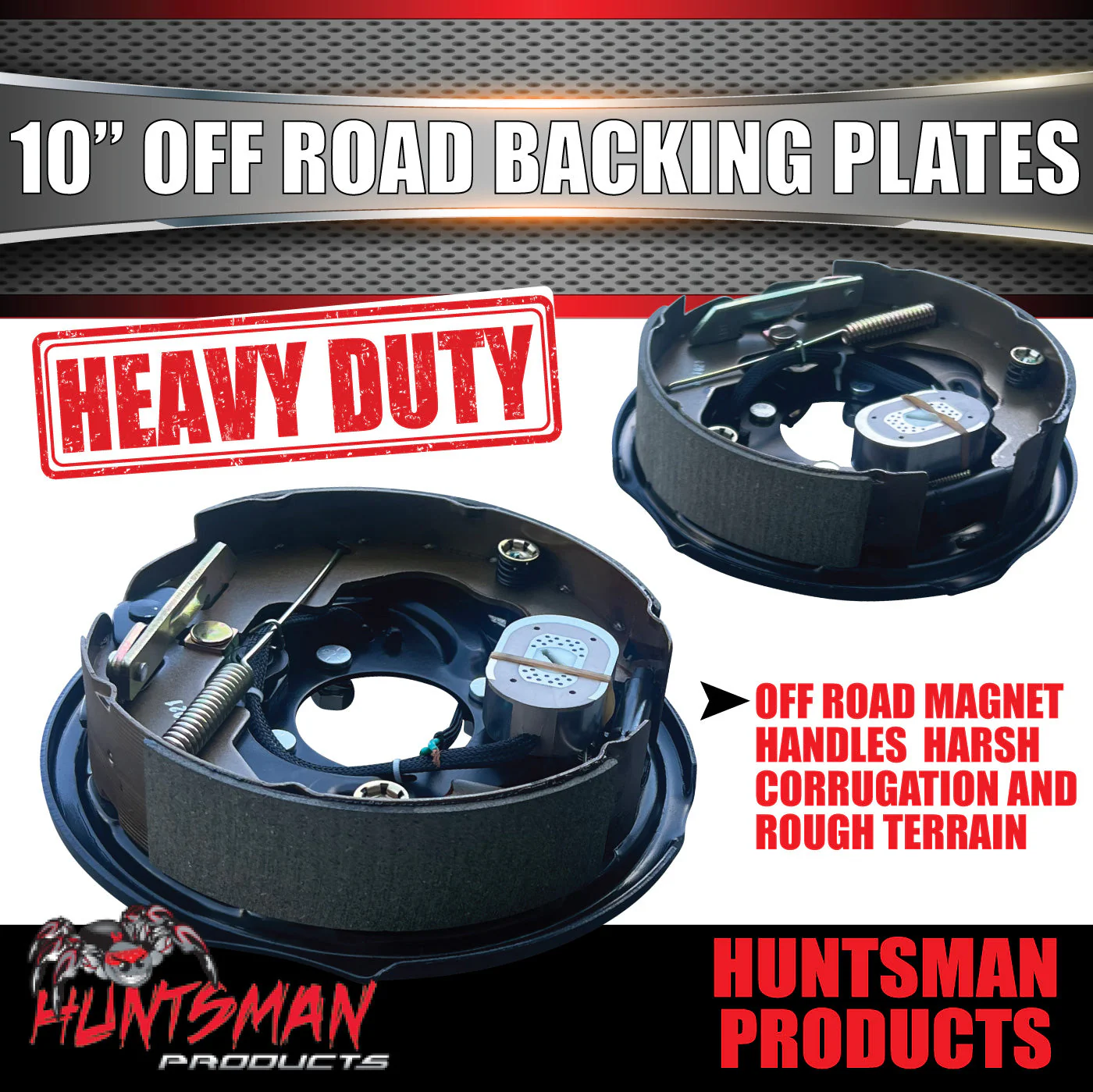 4x 10" Off Road Trailer Caravan Electric Brake Backing Plates With Park Lever - Image 6