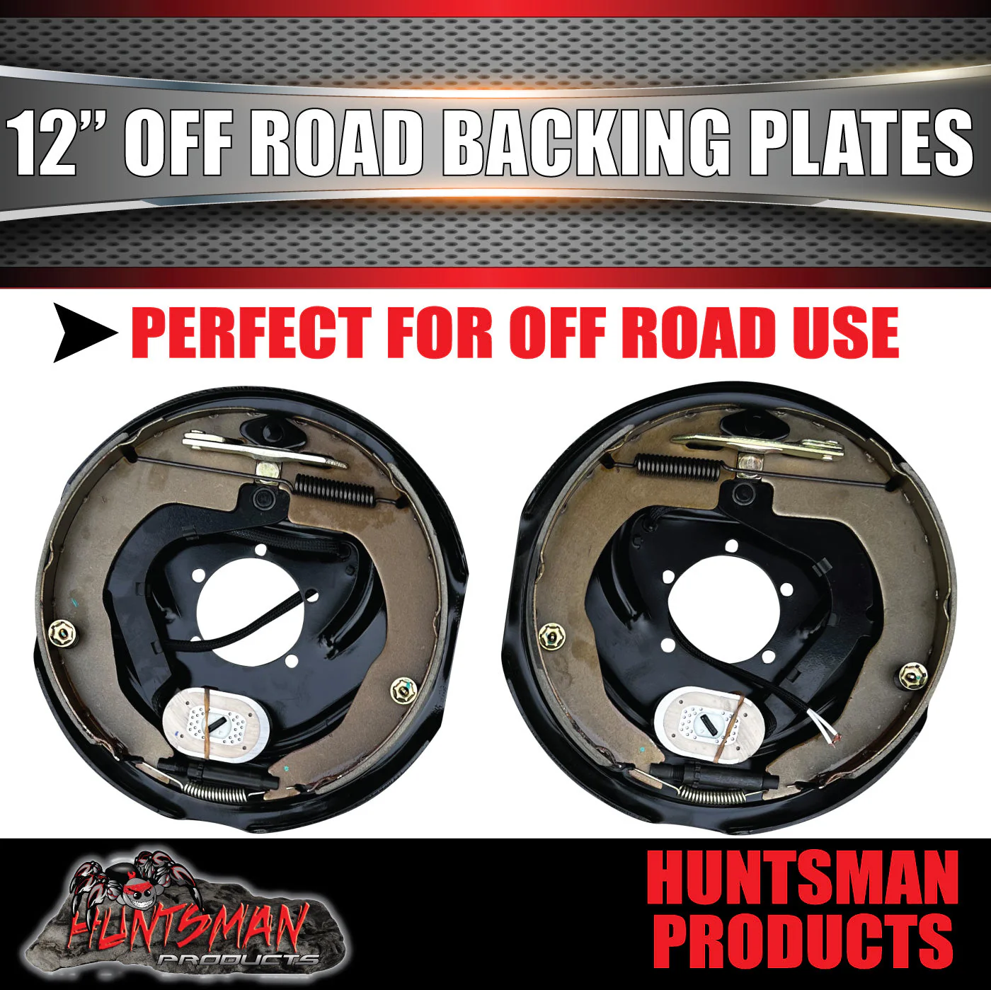 4x 12" Off Road Trailer Caravan Electric Brake Backing Plates & Park Brake Lever - Image 2