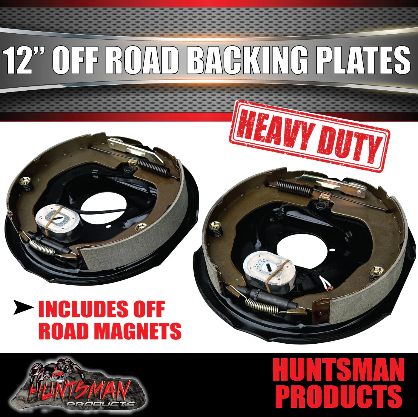 4x 12" Off Road Trailer Caravan Electric Brake Backing Plates & Park Brake Lever - Image 3