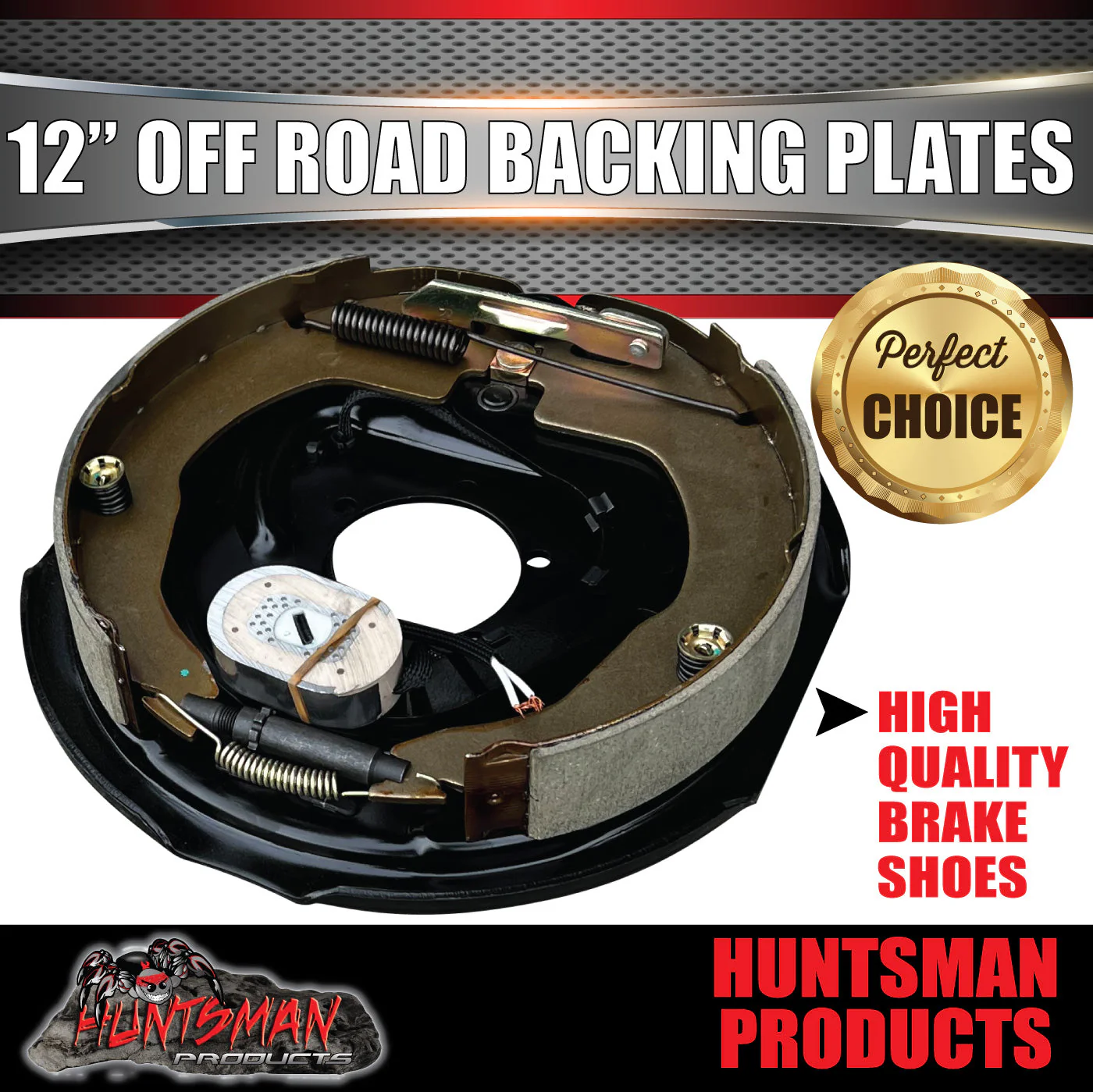 4x 12" Off Road Trailer Caravan Electric Brake Backing Plates & Park Brake Lever - Image 5