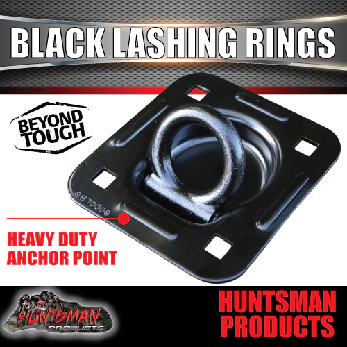 4x Large Black E coated Lashing Rings Tie Down Anchor Points 123mm x 113mm - Image 2