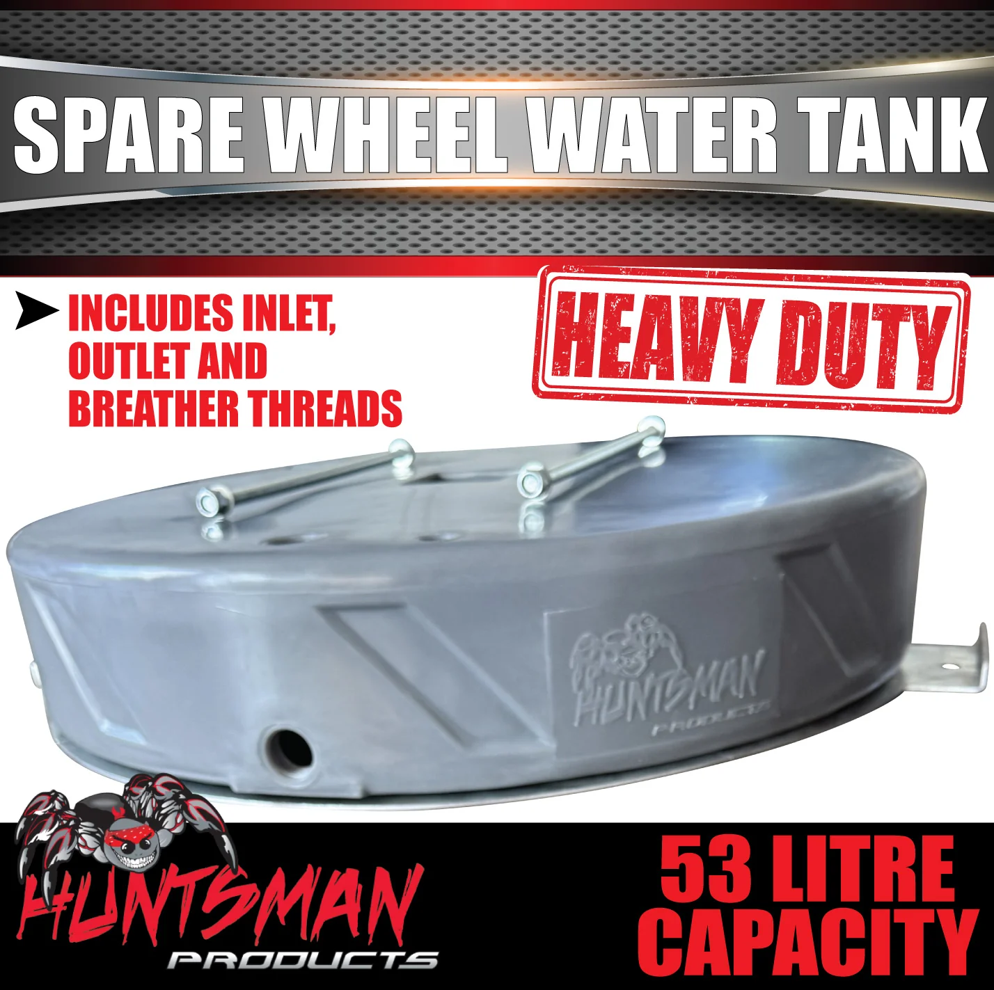 53 Litre Spare Wheel Well Water Tank For Under Vehicle + Mount Kit 750mm x 150mm - Image 5