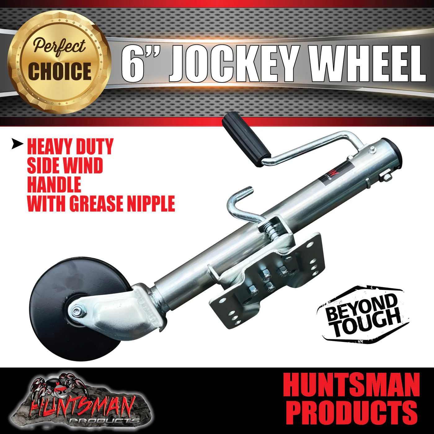 545Kg Caravan Trailer 6" Swing Up Side Wind Jockey Wheel & Mount kit. Steel Wheel - Image 3