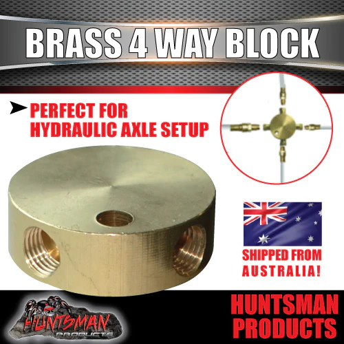5x Trailer Hydraulic Brake Brass 4 Way Blocks suit 3/8" Nuts - Image 2