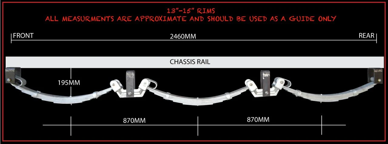 6 Leaf 4500kg Tri Axle Rocker Roller Trailer Spring Set.  7mm Thick Springs! - Image 3