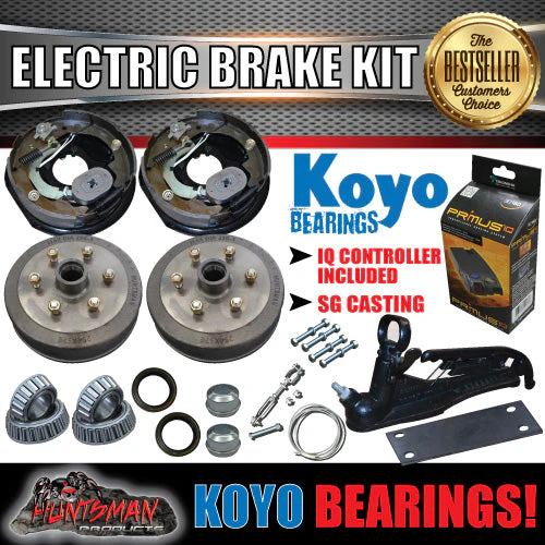 6 Stud 10" Trailer Electric Brake & Coupling Kit & IQ Controller. KOYO Bearings. - Image 2