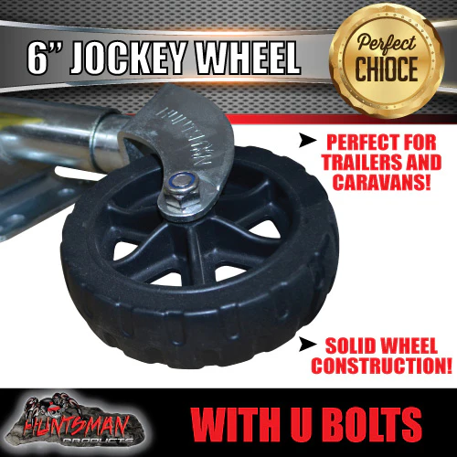 6" Trailer Caravan Swing Up Jockey Wheel & 50x50mm U bolts.  500Kg Ball Rating - Image 2