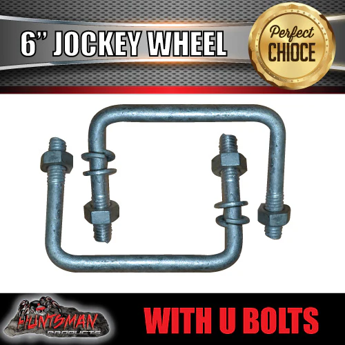 6" Trailer Caravan Swing Up Jockey Wheel & 75x50mm U bolts.  500Kg Ball Rating - Image 3
