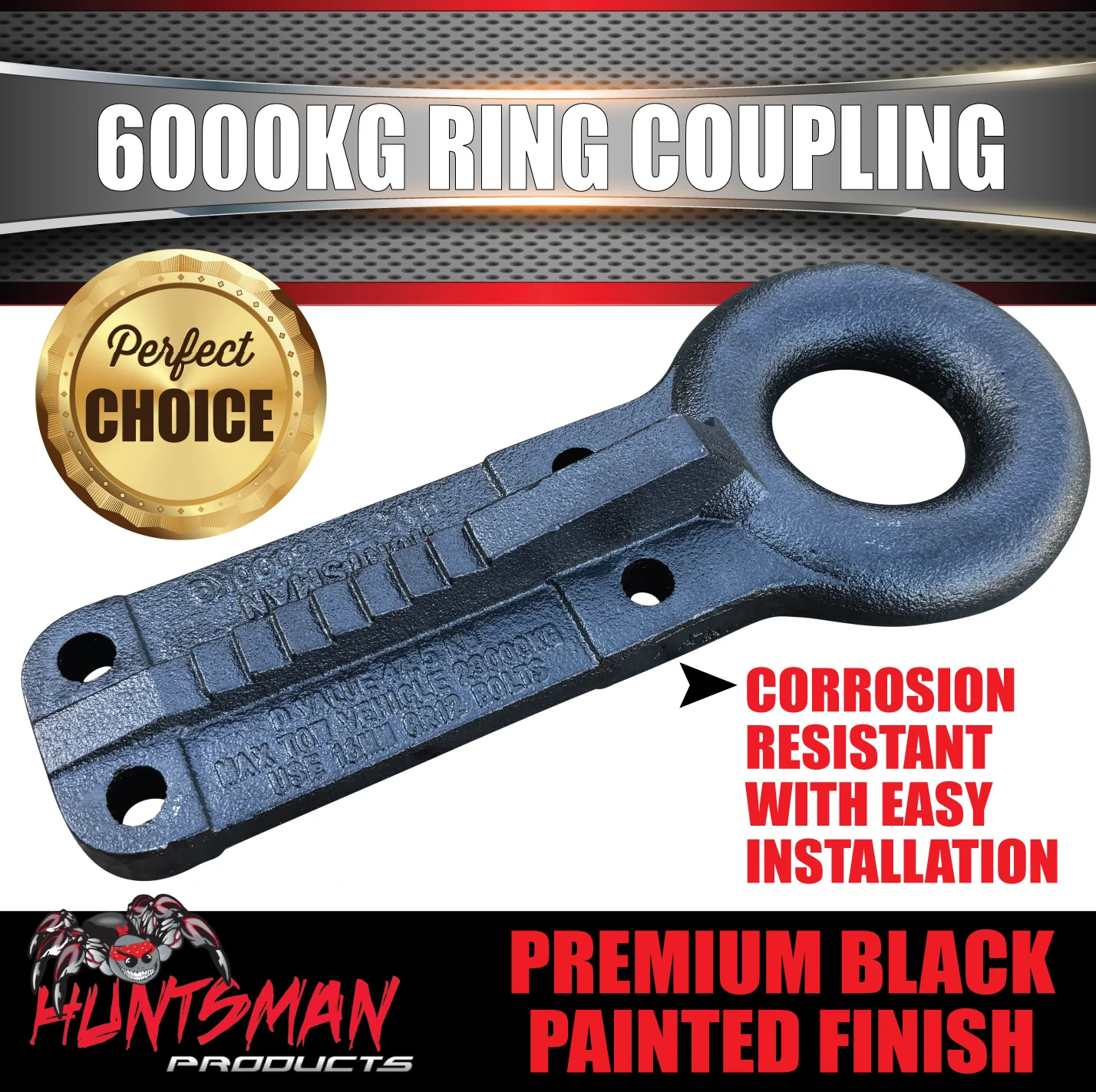 6000kg Trailer Ring Coupling & Handbrake Kit Suit Pintle Hook 3". Black E Coat - Image 5