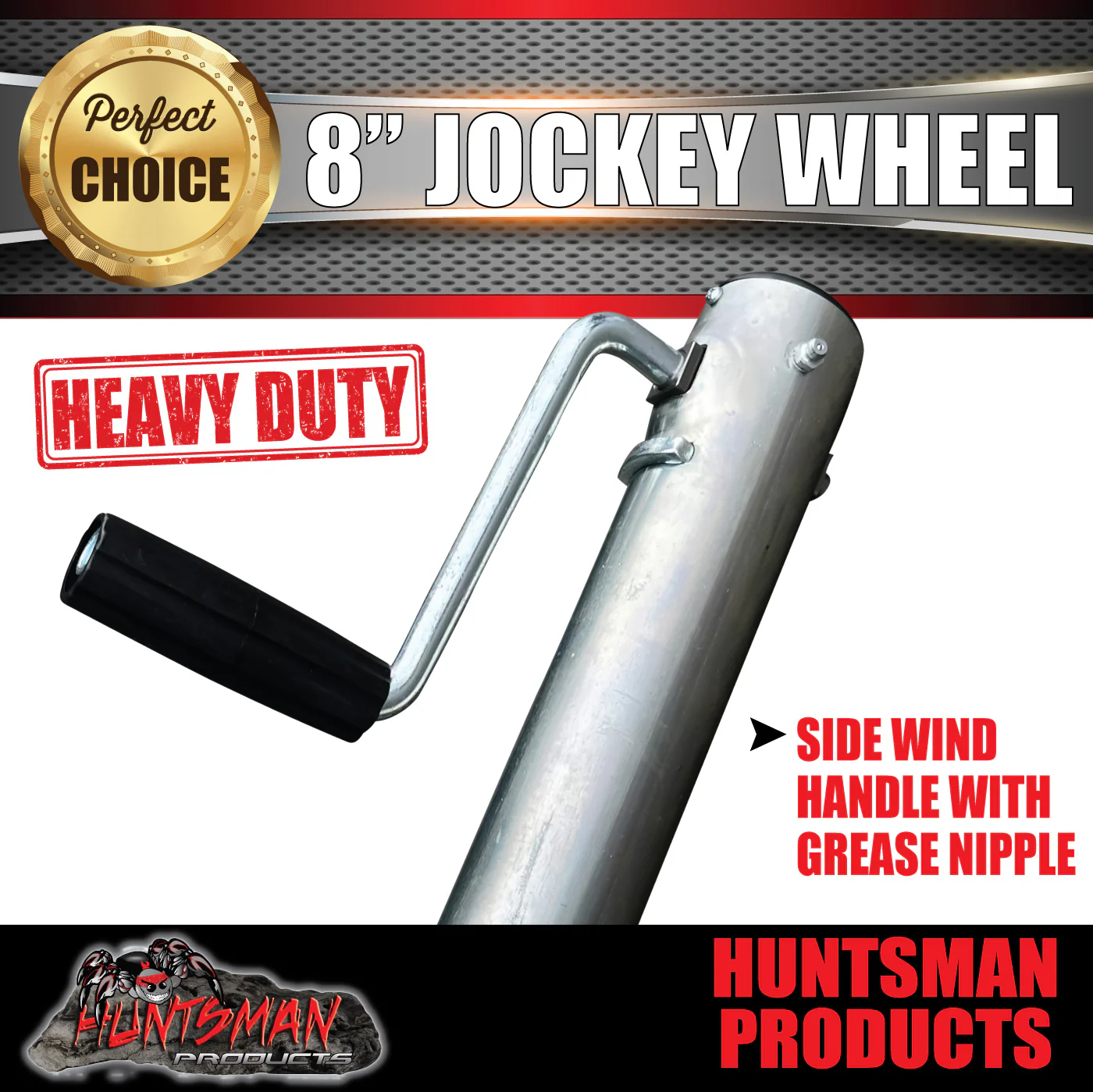 680Kg Caravan Trailer 8" Swing Up Side Wind Jockey Wheel & Mount kit. PVC Wheel - Image 4