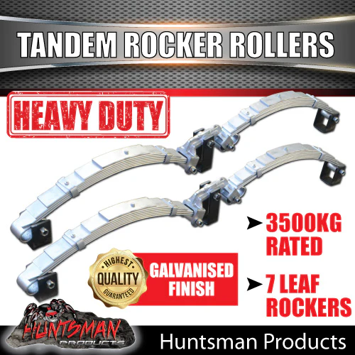 7 Leaf 3500Kg Galvanised Dacromet Rocker Roller Tandem Trailer Caravan Spring Set.  7mm Thick Springs! - Image 2