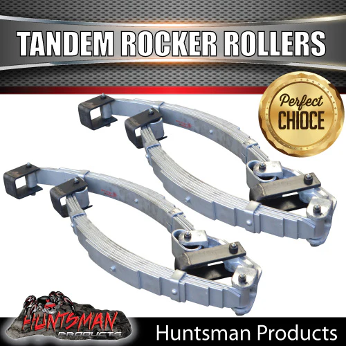 7 Leaf 3500Kg Galvanised Dacromet Rocker Roller Tandem Trailer Caravan Spring Set.  7mm Thick Springs! - Image 3
