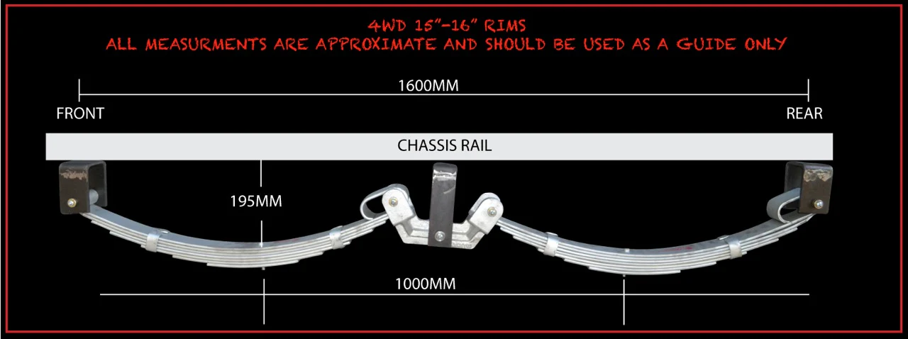 7 Leaf 3500kg Rocker Roller Tandem Trailer Caravan Spring Set.  7mm Thick Springs! - Image 5