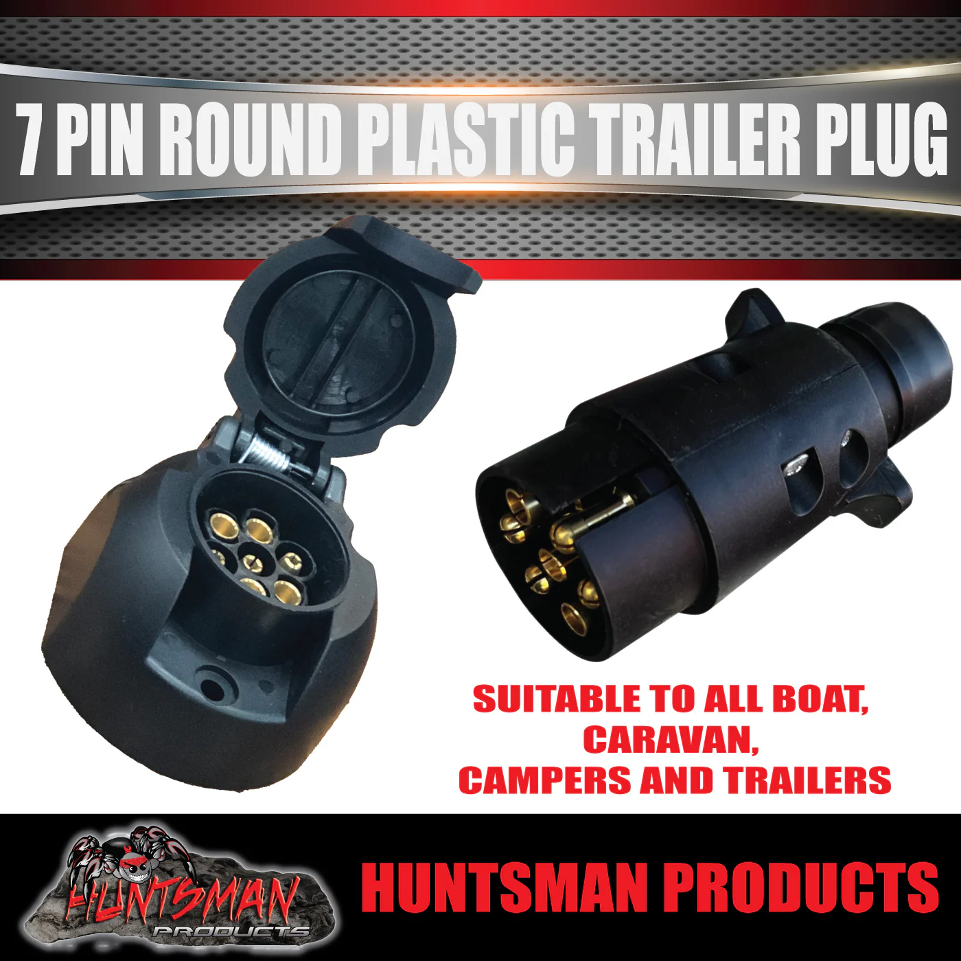 7 Pin Male & Female Plastic Round Trailer Caravan Plugs - Image 2