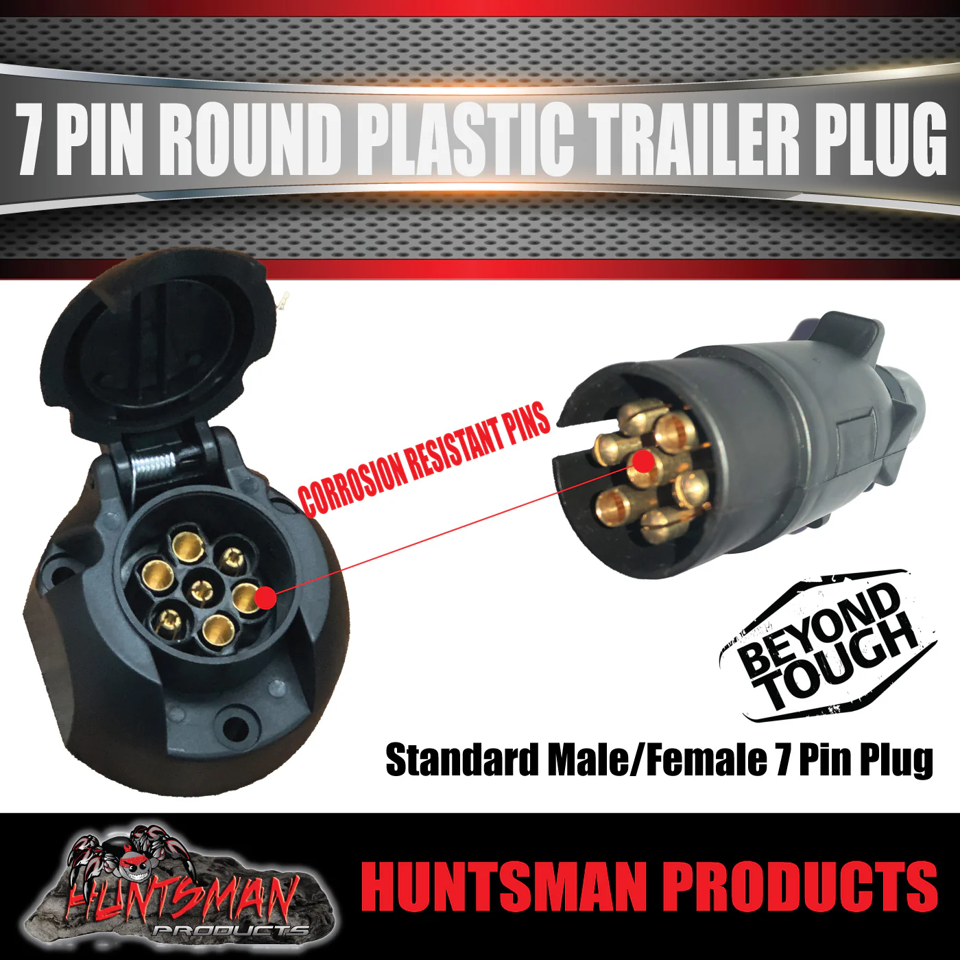 7 Pin Male & Female Plastic Round Trailer Caravan Plugs - Image 3