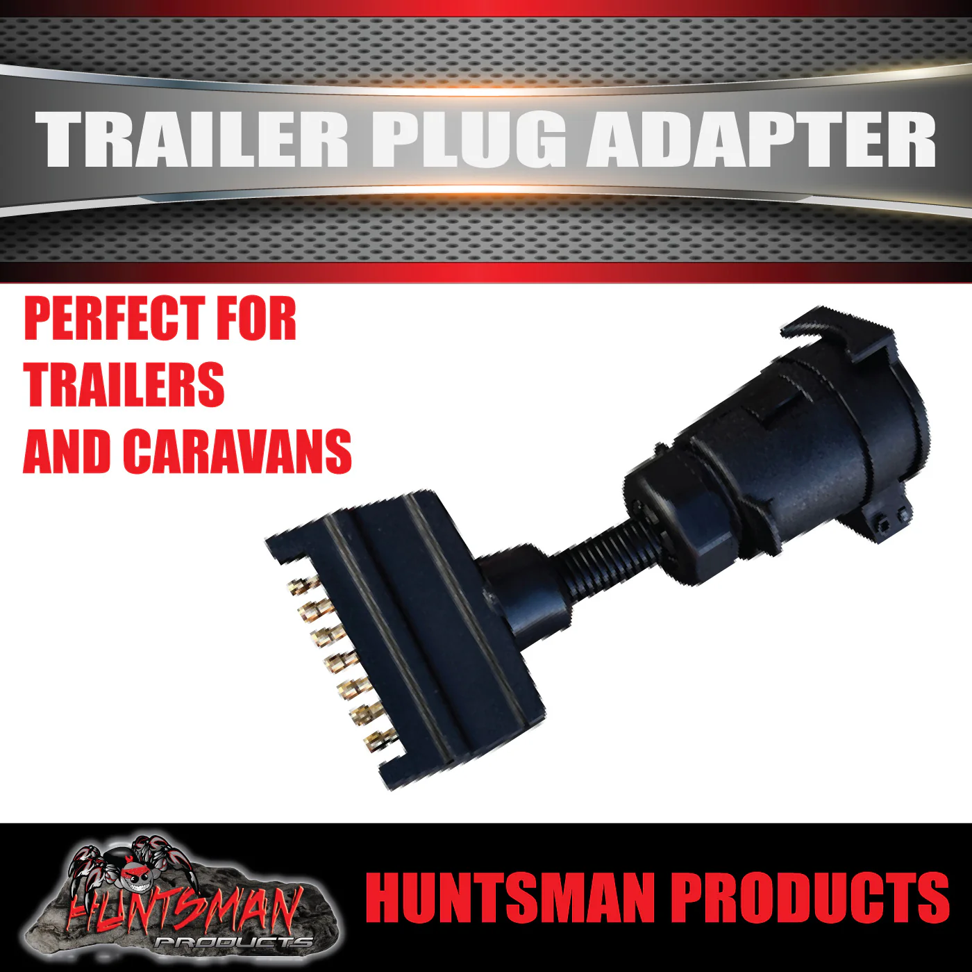 7 Pin Round Large Female to 7 Pin Flat Male Trailer Caravan Plug Adaptor - Image 2